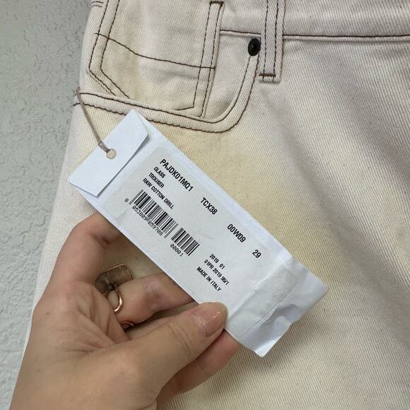 NWT MARNI Raw Cotton Drill White Size 29 Contrast Stitch Straight Leg Jeans - Picture 2 of 12